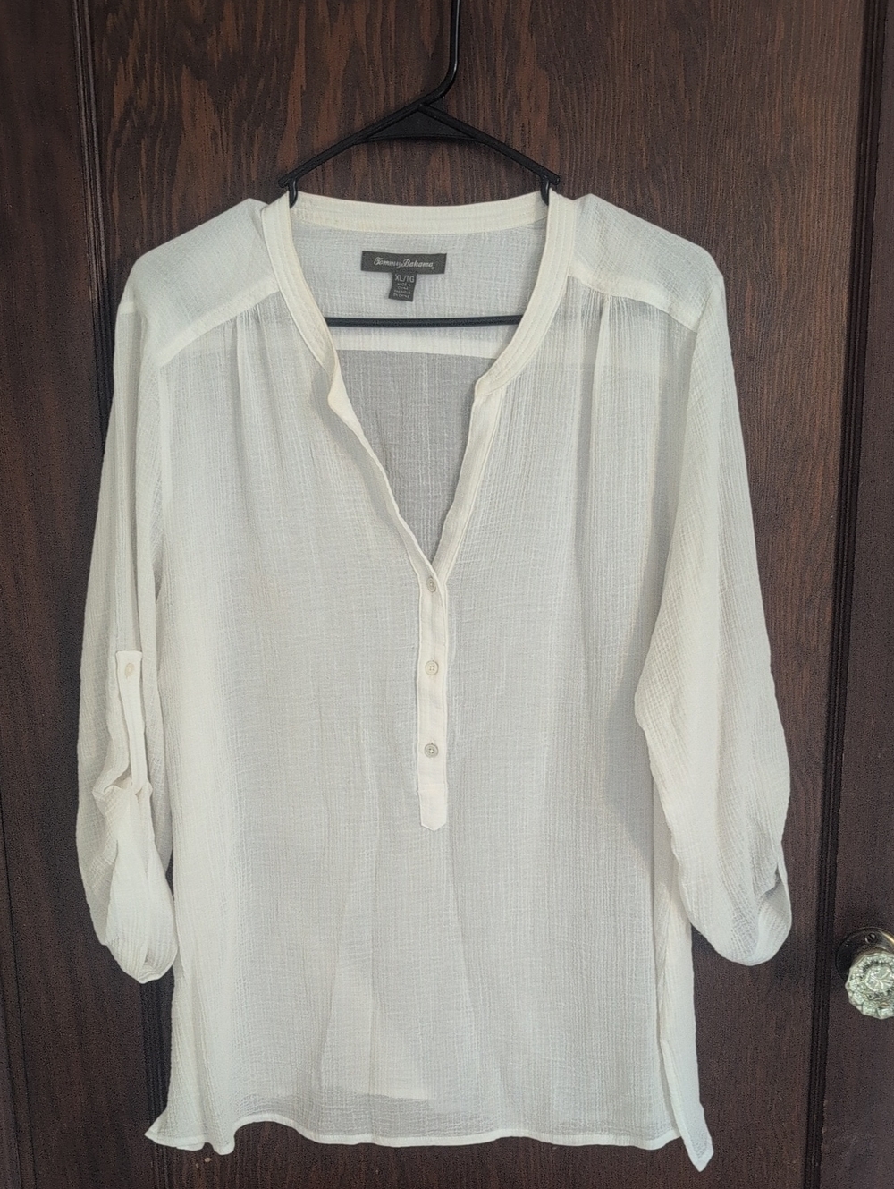 Tommy Bahama Gauzy Lightweight Off White Blouse Size XL